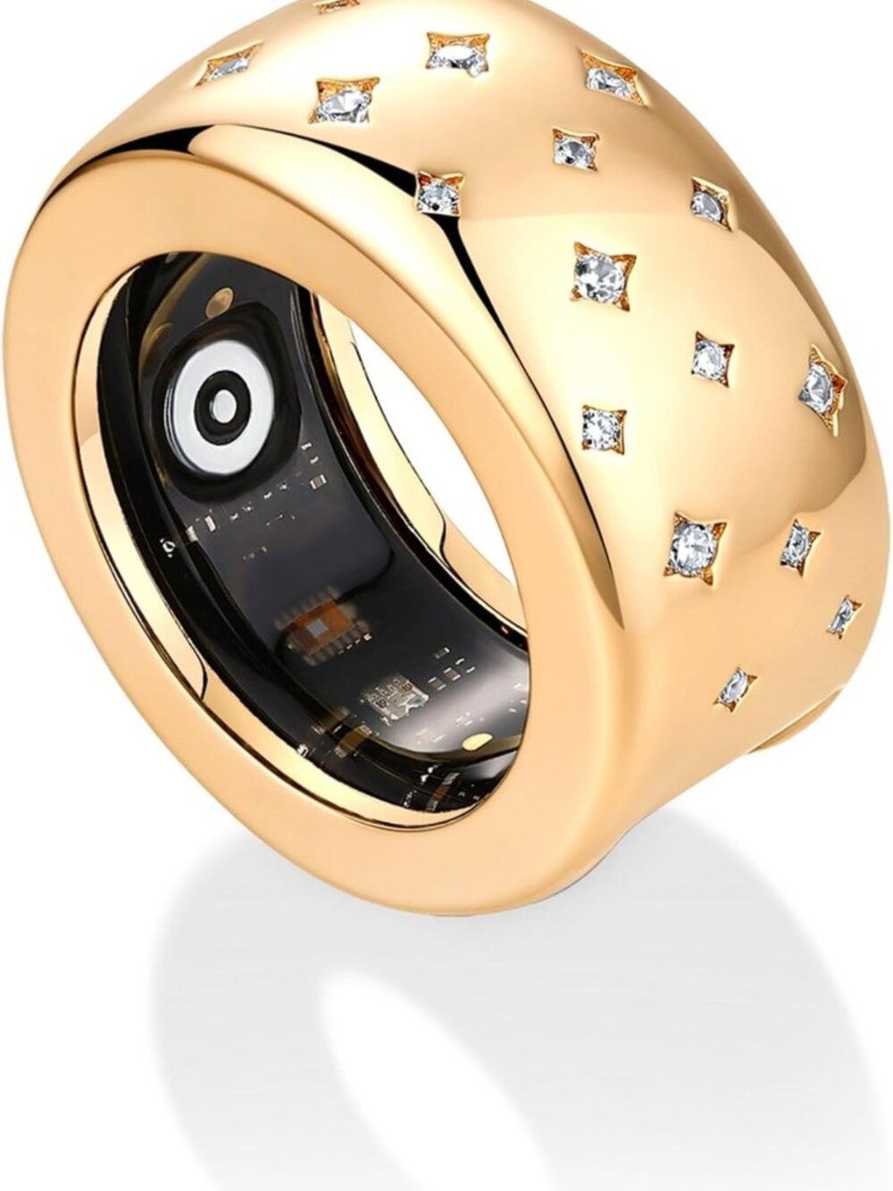 14K Gold Plated Smart Ring with CZ Cover, Compatible with Oura Ring Gen 4